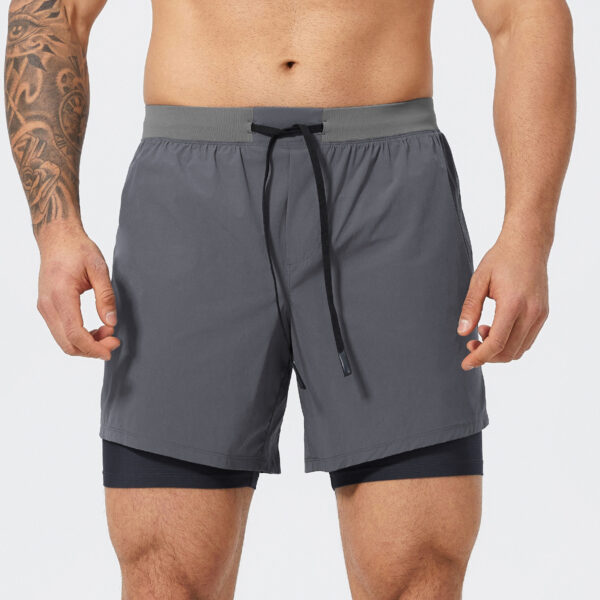 Athletic Double-Layer Running Shorts Manufacturers 丨Sportswear Open Pocket Shorts factory - Image 2