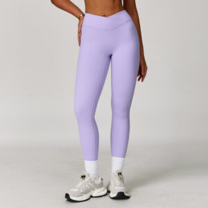 V Cross Waist Crossover Yoga Leggings Manufacturer | Custom Activewear Sports Buttery Soft Tummy Control Leggings Yoga Pants factory