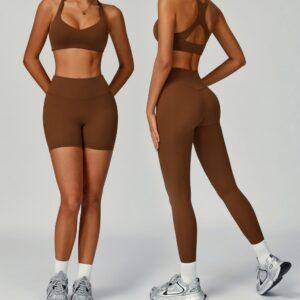 Custom Eco-friendly Recycled Sportswear Plus Size Suit Cross Back 2 Pcs Yoga Set for Fat Woman