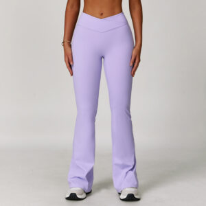 V Shape Waist Pants Manufacturer | Dance fitness Stretchy Yoga Flare Pants suppliers