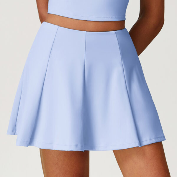Wholesale Women Casual Athletic Sportswear Running Short Elastic Double Layer Fashion Tennis Dress With Phone Pocket - Image 4
