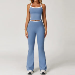 Custom Two Piece Yoga Top and Flared Leggings Yoga Workout Activewear Sets for Women